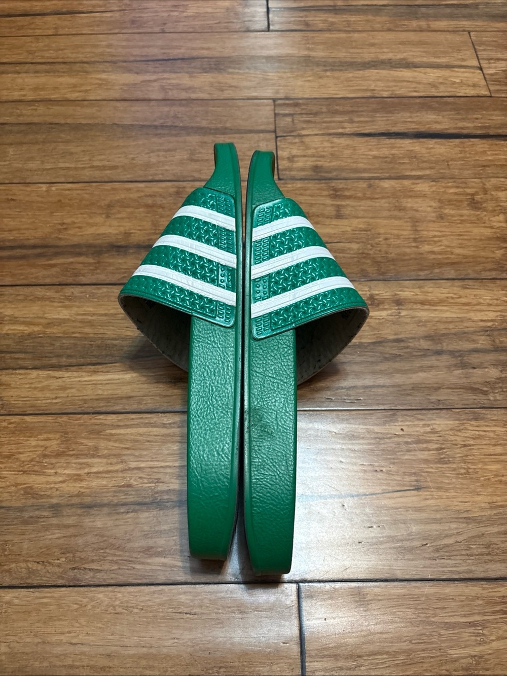 adidas Adilette Men's Slide Sandals Green White Striped Comfort Synthetic Sz 12 - Picture 9 of 13